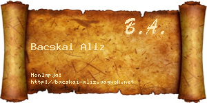 Bacskai Aliz névjegykártya